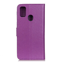 Etui en PU peau de litchi violet pour votre Samsung Galaxy A21s