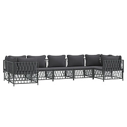 Avis Maison Chic Salon de jardin 7 pcs + coussins - Mobilier/Meubles de jardin - Table et chaises d'extérieur anthracite acier -MN85327