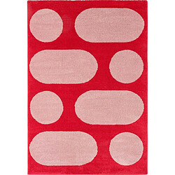 Jardindeco Tapis intérieur à poils longs Swing 381 rouge 80 x 140 cm.