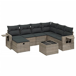 Maison Chic Ensemble Tables et chaises d'extérieur 8 pcs avec coussins,Salon de jardin gris résine tressée -GKD708812