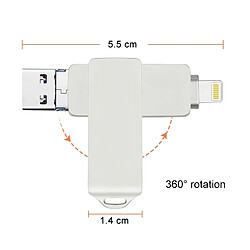 Wewoo Clé USB 3 en 1 16 Go Mirco USB 2.0 + USB-C / Type-C + Interface à Lightning 8 broches Metal Twister Flash Disk (Argent)