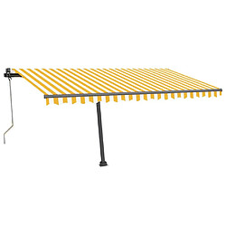 Maison Chic Auvent automatique | Store banne extérieur | Marquise capteur de vent/LED 450x300cm Jaune et blanc -MN74303