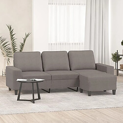 vidaXL Canapé à 3 places avec repose-pieds Taupe 180 cm Tissu 