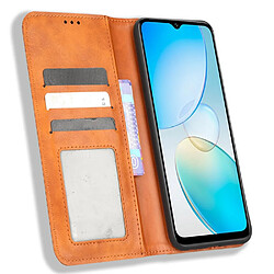 Etui en PU texture rétro, auto-absorbé magnétique avec support pour votre Infinix Hot 12 Pro 4G X668C - marron