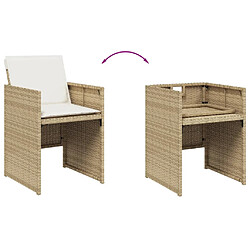 Acheter vidaXL Ensemble à manger de jardin et coussins 15 pcs beige