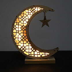 Acheter En bois Artisanat Décor L'islam Eid Mubarak Partie Fournitures Nuit Lumière LED Lumières Lampe Lune Étoiles Ornement