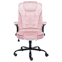 Helloshop26 Chaise fauteuil siège de bureau informatique étude Rosevelours rose 02_0024058