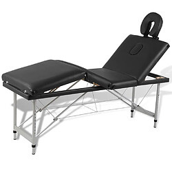 vidaXL Table de massage pliable Noir 4 zones avec cadre en aluminium