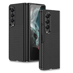 Coque en TPU + PU GKK texture en fibre de carbone, cadre électroplaqué pour votre Samsung Galaxy Z Fold4 5G - fibre de carbone