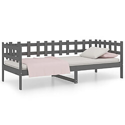 vidaXL Lit de jour sans matelas gris 90x200 cm bois de pin massif