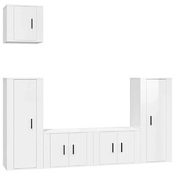 Maison Chic Ensemble de meubles TV 5 pcs pour salon - Blanc brillant Bois d'ingénierie -MN40737