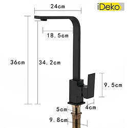 Acheter iDeko® Robinet de cuine noir à 360 degrés mono famille standard