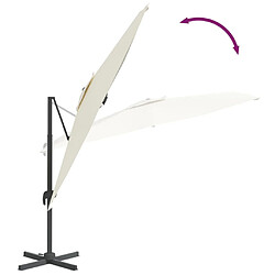 Helloshop26 Parasol meuble de jardin déporté avec mât en aluminium blanc 400 x 300 cm sable 02_0008490 pas cher