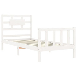 Maison Chic Cadre/structure de lit avec tête de lit pour adulte - Lit Moderne Chambre blanc simple bois massif -MN47173 pas cher