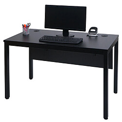 Decoshop26 Bureau table d'ordinateur avec deux canaux de câbles réglables 120x60 cm MDF noir 04_0006051