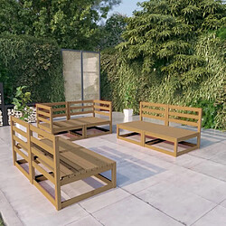 Maison Chic Salon de jardin 6 pcs - Table et chaises d'extérieur - Mobilier/Meubles de jardin Moderne marron miel bois de pin massif -MN87634