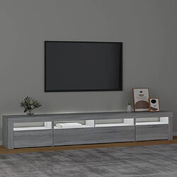 Avis Maison Chic Meubles TV avec lumières LED - Banc TV pour salon Sonoma gris 240x35x40 cm -MN33482