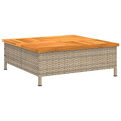 Maison Chic Table de jardin | Table d'extérieur beige 70x70x25 cm résine tressée et bois acacia -GKD68004