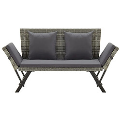 Helloshop26 Banc de jardin meuble de patio d'extérieur terrasse avec coussins 176 cm résine tressée gris 02_0011592