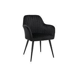 Acheter Vente-Unique Lot de 2 chaises avec accoudoirs en velours et métal - Noir - ELEANA