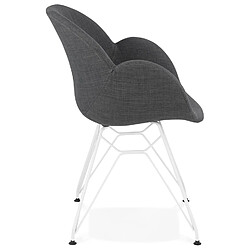 Avis Alterego Chaise moderne 'ATOL' en tissu gris foncé avec pieds en métal blanc