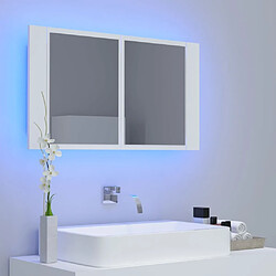 Avis Maison Chic Armoire salle de bain,Meuble de rangement de salle de bain,Meuble haut à miroir LED Blanc 80x12x45 cm Acrylique -GKD532280