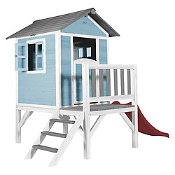 AXI Maison Enfant Beach Lodge XL en Bleu avec Toboggan en Rouge | Maison de Jeux en Bois FFC pour Les Enfants | Maisonnette / Cabane de Jeu pour Le Jardin