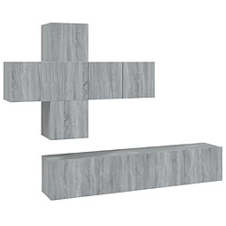 Maison Chic Ensemble de meubles TV 7 pcs | Banc TV Moderne pour salon | Meuble de Rangement - Sonoma gris Bois d'ingénierie -MN99345