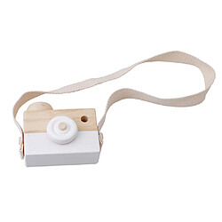 Mini caméra en bois avec tour de cou pour jouet éducatif pour enfants, blanc