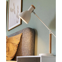 Beliani Lampe de bureau blanc en bois et en métal PECKOS