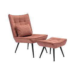 Avis Vente-Unique Fauteuil avec repose-pied en tissu terracotta MARACAO