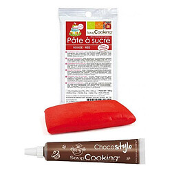 Scrapcooking Stylo chocolat + Pâte à sucre rouge 100 g