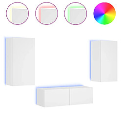 vidaXL Meuble TV muraux 3 pcs avec lumières LED blanc