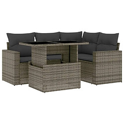 vidaXL Salon de jardin 5 pcs avec coussins gris résine tressée