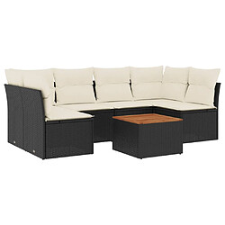 vidaXL Salon de jardin 7 pcs avec coussins noir résine tressée