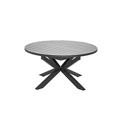 Table de jardin ronde en aluminium gris avec allonge papillon Palma - Jardiline