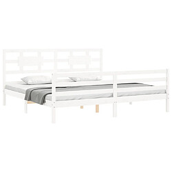 Acheter Maison Chic Lit adulte - Cadre Structure de lit avec tête de lit Contemporain blanc 200x200 cm bois massif -MN63261