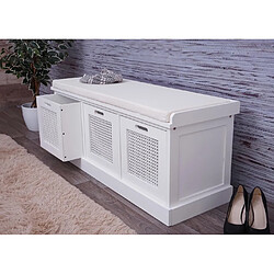 Avis Mendler Banc HWC-J49, banc rembourré Banc de vestiaire 47x110x40cm ~ blanc, rembourrage crème-blanc