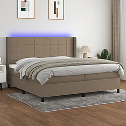 vidaXL Sommier à lattes de lit matelas et LED Taupe 200x200 cm Tissu