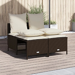 vidaXL Salon de jardin 4 pcs avec coussins marron résine tressée