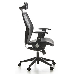 Avis Siège de bureau / Fauteuil de direction AIR-PORT, assise cuir/ dossier maille noir hjh OFFICE