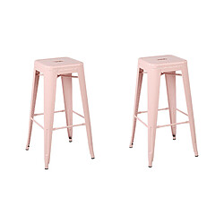 Beliani Lot de 2 tabourets de bar CABRILLO Métal Rose