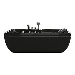 Vente-Unique Baignoire balnéo noire - 1 place - 140L - 150 x 75 x 54,5 cm - Angle gauche - GAVINO