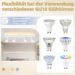 NETTLIFE 4 spots de plafond LED blanc chaud GU10 en métal, orientables à 330° pour chambre couloir salle à manger cuisine salon pas cher