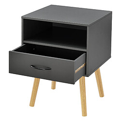 Avis Helloshop26 Table de chevet de nuit commode à tiroir meuble bas avec espace de stockage 57 cm gris foncé 03 0006230