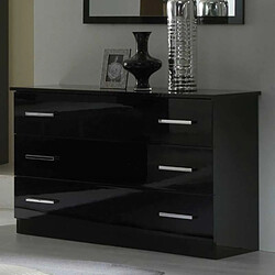 Dansmamaison Commode 3 tiroirs Laqué Noir Brillant - AREZZO