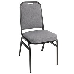 Avis Bolero Chaise de banquet avec dossier carré et tissu gris - Lot de 4