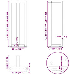 vidaXL Pieds de table de bar forme de T 2 pcs noir 50x35x(111-112) cm pas cher