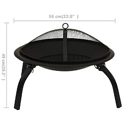 vidaXL Foyer et barbecue avec tisonnier 2 en 1 56x56x49 cm Acier pas cher