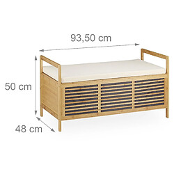 Helloshop26 Banc de rangement en bois de noyer banquette assise coffre de rangement meuble à chaussure avec coussin 3013008